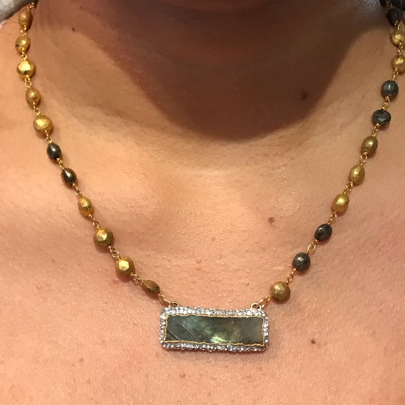 Handmade labradorite necklace with crystals & Gems